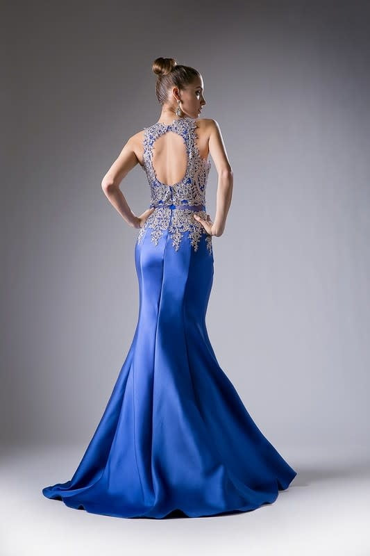 Beaded Lace Bodice Satin Mermaid Prom Gown (6880648527906)