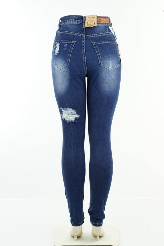 High Waisted Distressed Stretch Skinny Jeans (6880649936930)