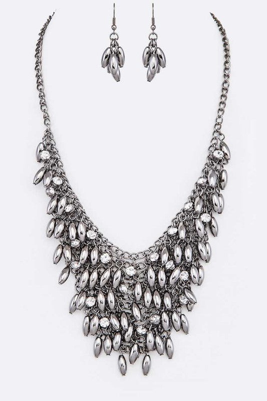 Crystal Fringe Beads Necklace Set (6958739521570)