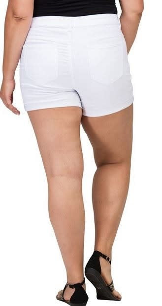 Plus White Denim Shorts (6880650100770)