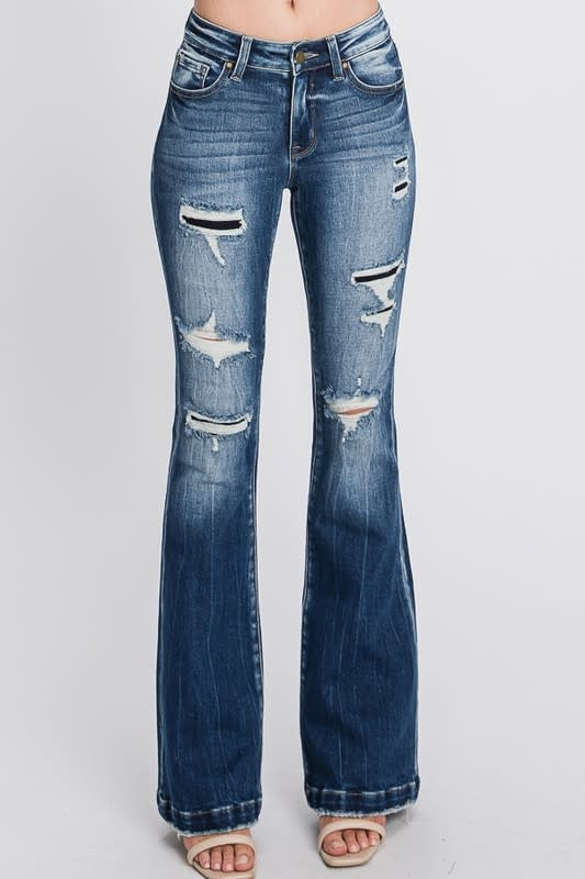 Mid Rise Flare Patch Jean (6880654360610)