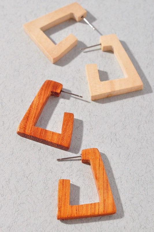 Geometric Wood Earrings (6958731362338)