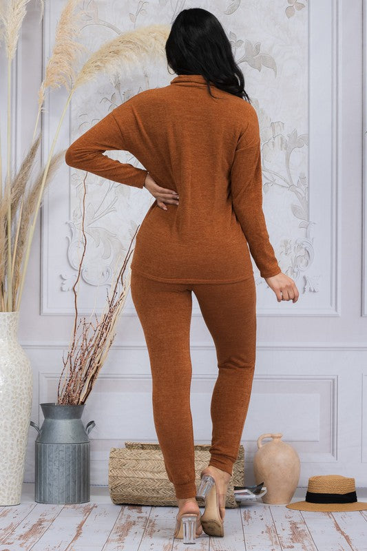 Relaxed Fit Long Sleeve Turtleneck Set (6961269407778)