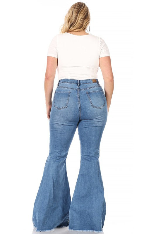 Plus Size Distressed Flare Jeans (6973791305762)