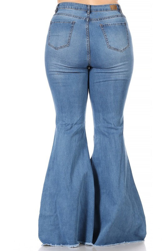 Plus Size Distressed Flare Jeans (6973791305762)