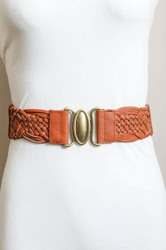 Antique Oval Buckle Braided Elastic Belt (6973796745250)