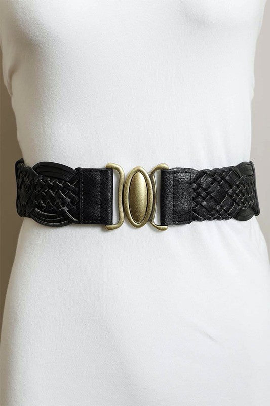 Antique Oval Buckle Braided Elastic Belt (6973796745250)