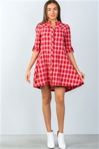 Hi-Low Checkered Mini Dress (6880632111138)