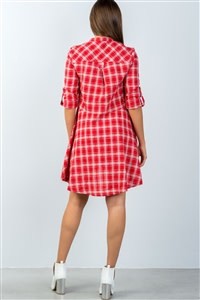 Hi-Low Checkered Mini Dress (6880632111138)