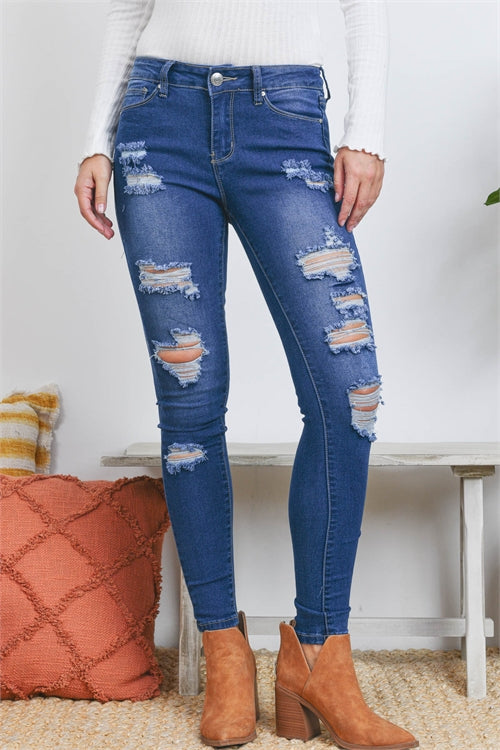 Ripped Detail Skinny Fit Denim Jeans (6958772846626)