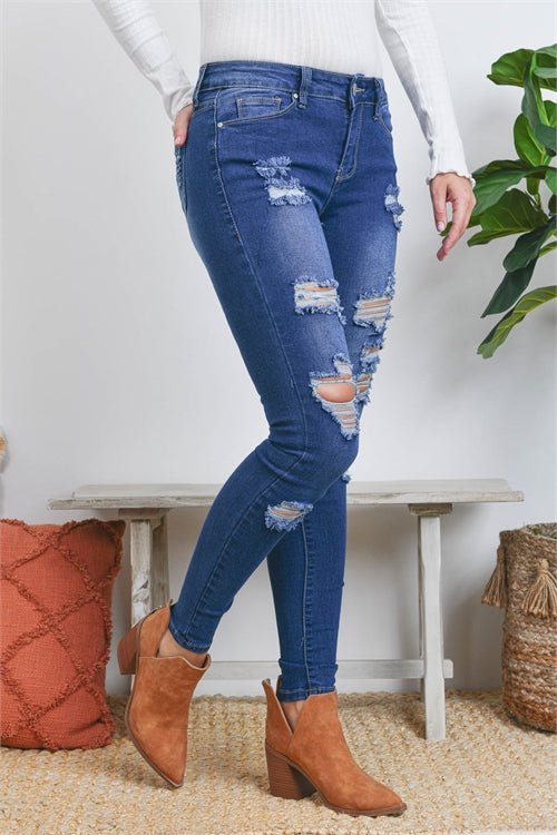 Ripped Detail Skinny Fit Denim Jeans (6958772846626)