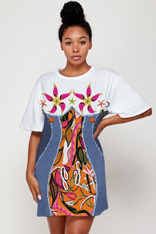 Collage Graphic Tee Dress (7089844027426)