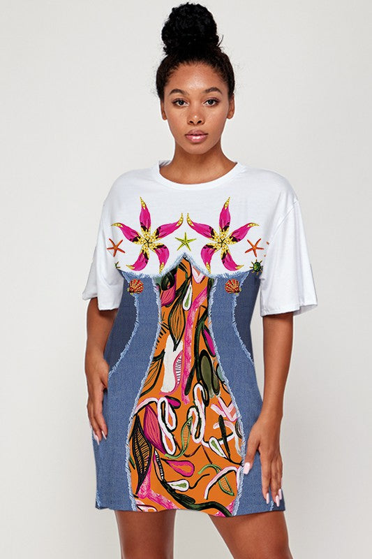 Collage Graphic Tee Dress (7089844027426)