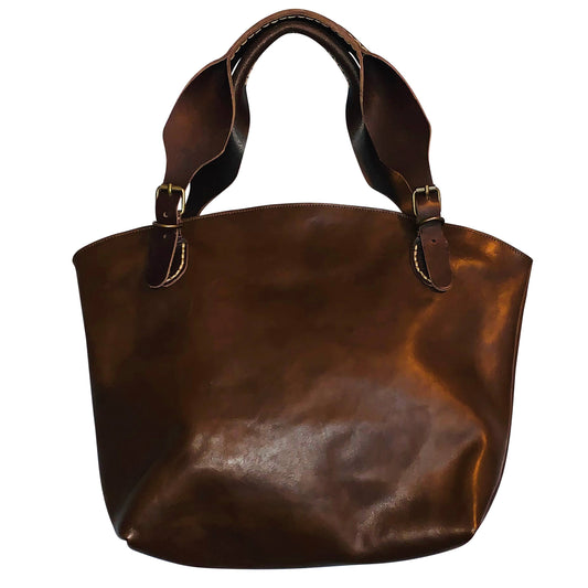Smooth Chocolate Leather Handbag (7076961288226)
