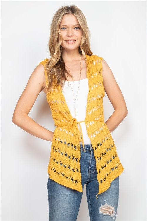 Hooded Crochet Vest (6880652230690)