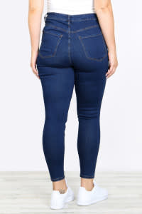 Slim Fit Dark Blue Cropped Denim Jeans (6880652689442)