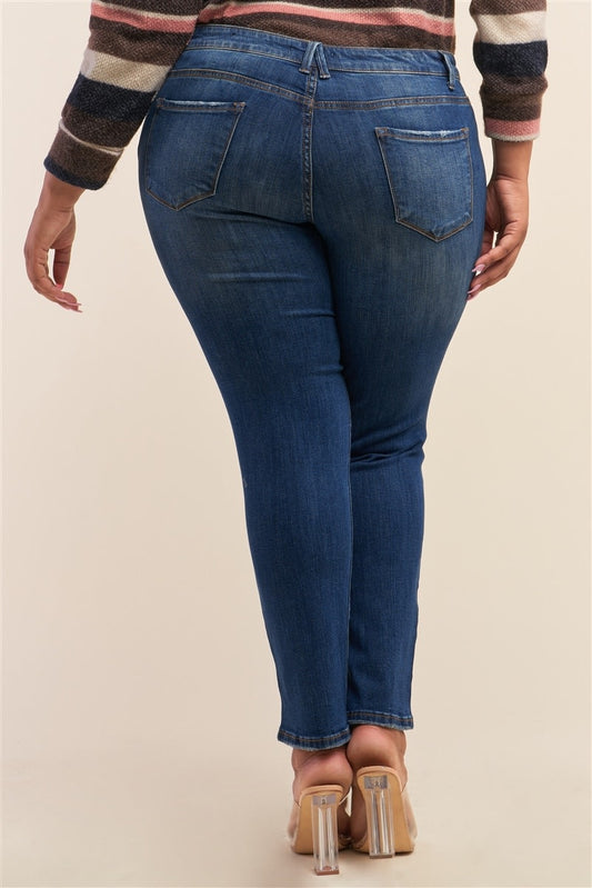 Low-Mid Rise Ripped Denim Jeans (6880645349410)