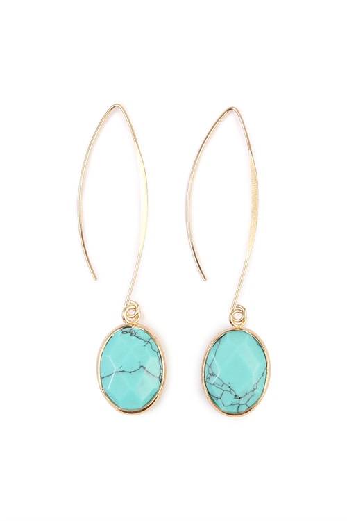Turquoise Natural Stone Drop Earrings (6880630702114)