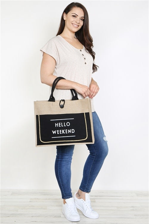 Hello Weekend Straw Tote (6880652263458)
