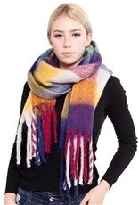 Plaid Color Block Scarf with Fringe (6879999787042)